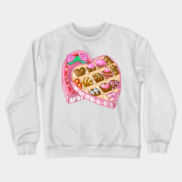 Pixel Pink Box Of Chocolates Crewneck Sweatshirt by BurritoKitty